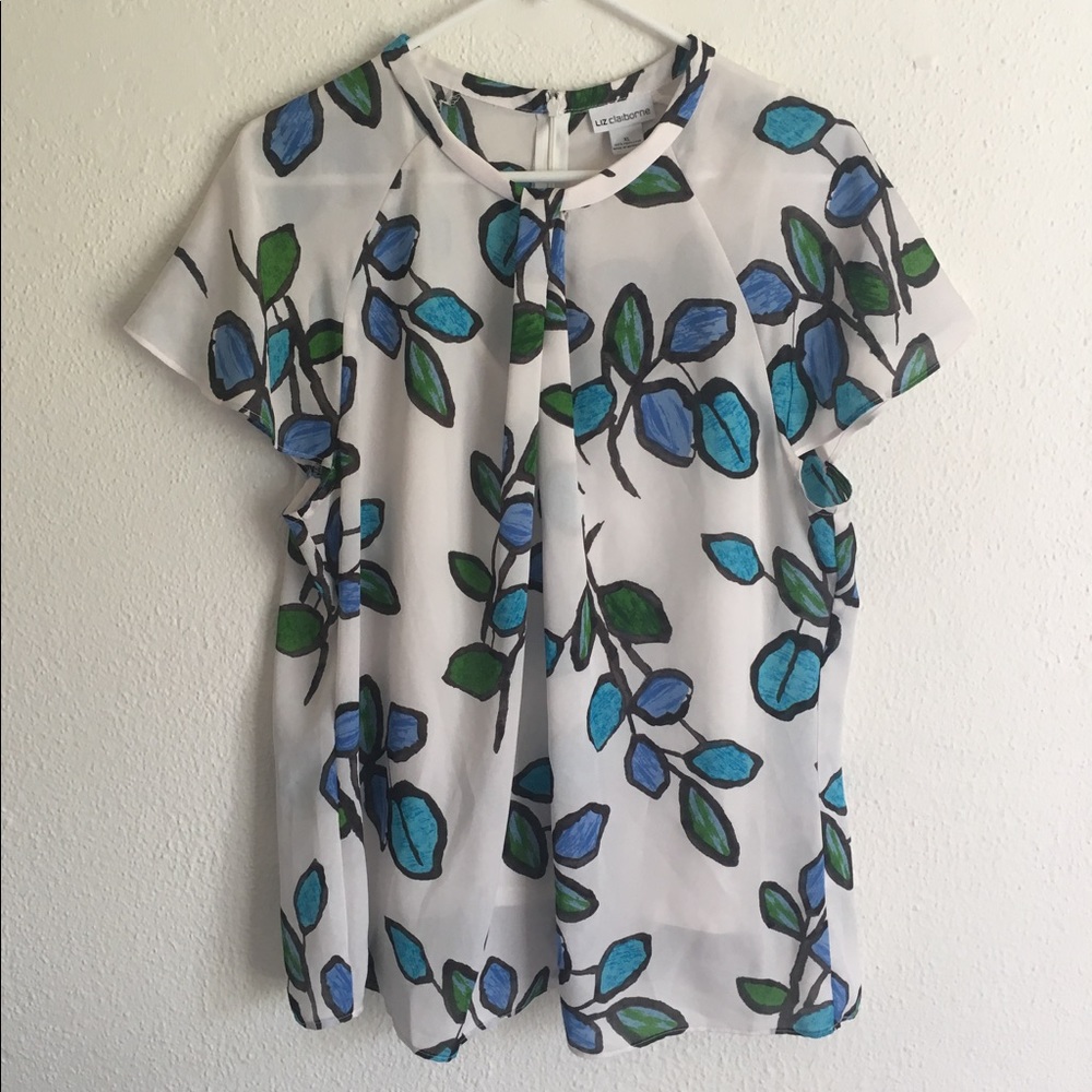 Liz Claiborne Spring Leaf Blouse with Tank Top
